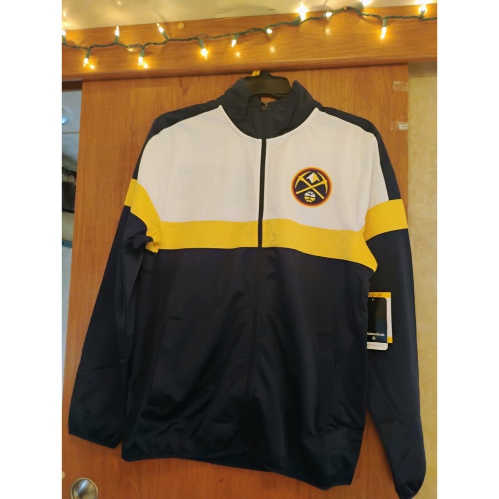 NWT NBA Denver Nuggets Embroidered Mens Size M Jacket GIII, Navy Blue